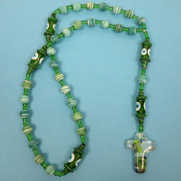 Blue Green Eyes Prayer Bead Necklace