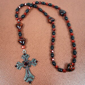 Red Black Hearts Prayer Bead Necklace