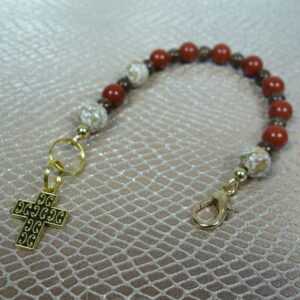 Red White Stone Chaplet Bracelet